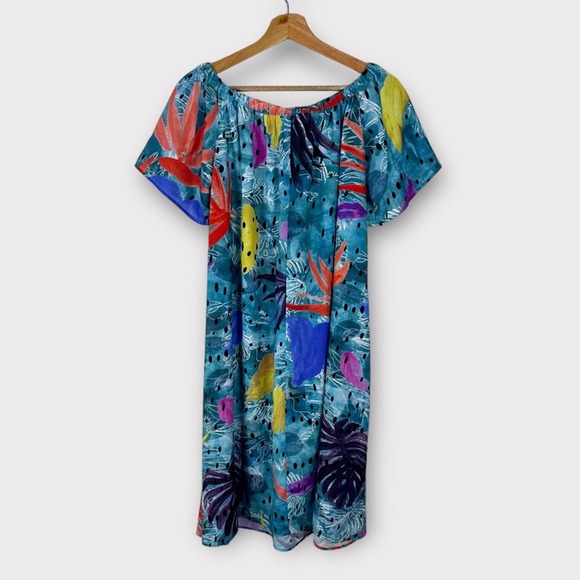 Anthropologie Christina Economou Pacific Off the Shoulder Midi Shift Dress XS - Picture 8 of 13